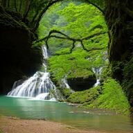 meta:ai_generated nature tree variant:feraljak water waterfall // 1024x1024 // 272.0KB