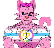 animal arm blue_eyes boykissersilly_cat buff bulge closed_mouth clothes crimean_tatar cute ear femboy flag:crimean_tatar flag:crimean_tatar_furry_femboy_pride_flag flag:femboy_pride_flag flag:furry_flag flag:transgender_pride_flag fluffy_tail full_body furfag furry furry_ears glasses hair half_body pig pig_nose pigskin pink_skin purple_hair series:astrofene_and_his_bvll_chudnater2 soyjak subvariant:chudjak_front subvariant:muscular_chud tail tshirt variant:chudjak vein // 2300x2050 // 1.3MB