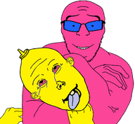 ack ack! admin bloodshot_eyes blue_tongue condiment crying dead doll doll_(user) muscular_male mustard mustard_(user) one_tooth pink_skin subvariant:feraljak_front tongue_out two_soyjaks variant:feraljak variant:vlodson yellow_skin // 1996x1844 // 259.5KB