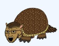 animal claw ear full_body glasses glyptodon open_mouth prehistoric series:animaljaks shell soyjak spike stubble tail variant:soyak // 1800x1400 // 77.7KB