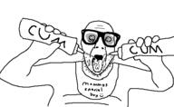 arm bib cum glasses hand holding_object open_mouth soyjak stubble text variant:unknown // 500x307 // 11.7KB
