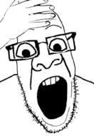 big_eyes distorted glasses hand open_mouth soyjak stubble variant:ppp whoa // 694x1013 // 11.9KB