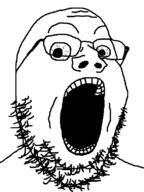 animated glasses open_mouth scared shaking soyjak stubble variant:gapejak // 580x773 // 46.3KB