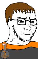award badge brown_hair chud_(soybooru) closed_mouth dan glasses hair soybooru subvariant:soyak_(irritated) variant:soyak // 644x1000 // 30.2KB