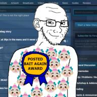 award bait ear forum glasses jester looking_at_you smug steam_(platform) steam_discussions stubble torso variant:soyak // 600x600 // 377.6KB