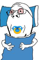 arm bed blanket bloodshot_eyes glasses hand pacifier scared sleeping smile soyjak stubble subvariant:wholesome_soyjak variant:gapejak // 676x1021 // 45.6KB