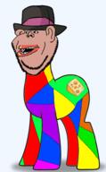 amerimutt barneyfag brown_skin cheese clothes colorful don_turtelli ear hat pony soyjak stubble subvariant:impish_amerimutt variant:impish_soyak_ears // 600x971 // 190.6KB