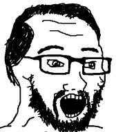 glasses hair open_mouth soyjak stubble variant:soyak // 406x431 // 10.0KB