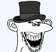 clothes ear hat laughing open_mouth soyjak stubble subvariant:splicejak template tophat transparent variant:impish_soyak_ears // 485x457 // 9.5KB