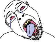 ack bloodshot_eyes eyebrows glasses looking_up open_mouth stubble teeth template variant:bernd white_background // 768x719 // 12.7KB