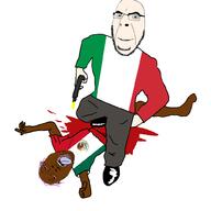 blood bloodshot_eyes blue_eyes blue_tongue brown_skin brown_troonjak bullet countrywar crying gun gunshot italian_chad(namefag) italy mexico satoko_houjou(namefag) tongue tongue_out variant:bernd variant:cobson white_skin // 1000x1000 // 81.4KB