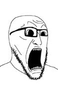 glasses open_mouth scared screaming soyjak stubble subvariant:lightiplier teeth template variant:darkiplier // 626x1024 // 14.9KB