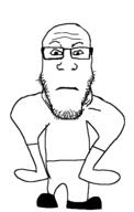 arm bald boot closed_mouth full_body glasses leg neutral poorly_drawn stubble subvariant:neutralplier variant:markiplier_soyjak white_background // 902x1418 // 38.4KB