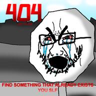 404 angry artist:crimsonvoidhydra1488 background beard bloodshot_eyes crying glasses objectsoy open_mouth red_text sky stop_sign text thick_eyebrows variant:cryboy_soyjak // 1250x1250 // 372.2KB