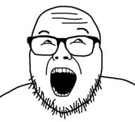 glasses happy open_mouth soyboy stubble variant:joejak wrinkles // 553x497 // 4.4KB