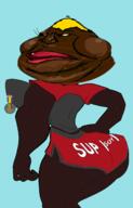 ass badge black_skin chud_(boorufag) chud_(soybooru) clothes dark_skin hair lips nate nigger shitskin soy soyjak_party tranny tshirt variant:meximutt wig yellow_hair yellow_sclera // 964x1502 // 501.3KB