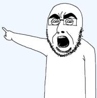 angry cobsontalks glasses open_mouth pointing rantsona soyjak stubble subvariant:cobsonTALKS variant:cobson // 760x762 // 10.9KB