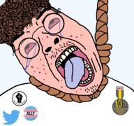 acne black_lives_matter bloodshot_eyes brown_hair crying glasses hanging newfag open_mouth raised_fist_(symbol) sjw soyjak stubble suicide trans_ally twitter variant:bernd white_skin zoomer zoomer_hair // 768x719 // 186.6KB