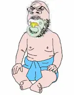 1soyjaks angry baby babyjak bald beard caca full_body glasses pacifier sit sitting stubble subvariant:mustached_gapejak trend:babyjak variant:gapejak white_background white_skin // 467x594 // 16.0KB