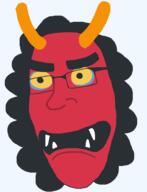 angry emoticon fangs frown glasses hair horn ogre open_mouth red red_skin series:soymoji soyjak variant:cobson yellow_sclera // 721x943 // 18.5KB
