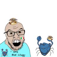 5soyjaks angry blue_crab brown_eyes clam closed_mouth clothes crab crying ear glasses i_hate italy italy_flag open_mouth smile soyjak stubble text variant:feraljak variant:impish_soyak_ears variant:soyak white_background // 3112x3112 // 284.4KB