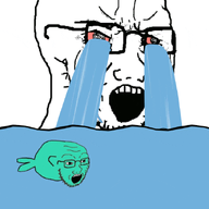 3soyjaks animal animated bloodshot_eyes cry_me_a_river crying fish glasses open_mouth soyjak stubble tail variant:soyak water // 628x877 // 1.7MB