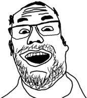 balding beard ear glasses hair mustache open_mouth soyjak stubble // 538x604 // 101.5KB