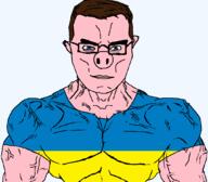 buff clothes flag glasses pig pink_skin russo_ukrainian_war subvariant:chudjak_front subvariant:muscular_chud ukraine variant:chudjak // 1059x929 // 44.7KB
