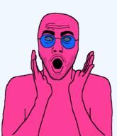 arm doll_(user) glasses hand open_mouth pink_skin soyjak stubble variant:britjak // 860x1000 // 45.2KB