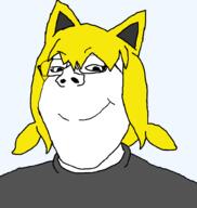 cat_ear catgirl clothes gem glasses hair skirt soot_colors subvariant:gapejak_female subvariant:wholesome_soyjak sweater tama_is_goonslop variant:gapejak yellow_hair // 940x992 // 27.2KB