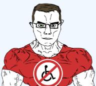 ableism brown_hair buff chud green_eyes red_shirt retard_hate smile // 1080x972 // 65.0KB