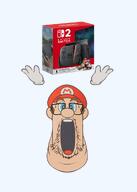 blue_eyes clothes ear glasses hand hat mario mario_hat nintendo_switch_2 open_mouth soyjak stubble super_mario variant:marv video_game // 735x1029 // 248.1KB