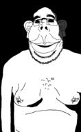 arm creepy ear fat full_body glasses gynaecomastia naked ominous open_mouth smile stubble variant:obsjak // 948x1547 // 36.3KB