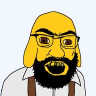 angry arab beard brown_eyes clothes glasses islam janny mustache open_mouth soyjak subvariant:tetojak template variant:feraljak yellow_skin yellow_teeth // 550x550 // 12.6KB