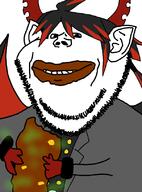 clothes coprophagia ear funamusea holding_poop horn ivlis looking_at_you poop red_hair smile stinky stubble white_background wing // 602x812 // 64.1KB