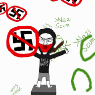 aidn_jp angry animated antifa arm backstabbing closed_eyes glasses greentext holding_object hood hoodie knife mask murder nigger open_mouth stab stubble swastika variant:soyak // 670x670 // 8.3MB