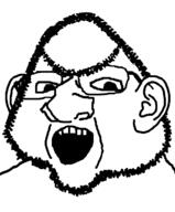 angry ear glasses hair open_mouth soyjak stubble unibrow variant:ishish_soyak_ears // 598x724 // 15.9KB