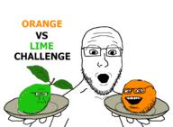 3soyjaks annoying_orange glasses hand holding_object holding_plate lime open_mouth orange plate soyjak stubble text thumbnail variant:markiplier_soyjak variant:oranjak variant:platejak // 1840x1350 // 135.4KB
