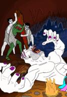 2soyjaks cave chud classical_art_parody clothes cyclops darkness ear earring fire frog full_body green_skin hair lips lipstick moon murder mythology nail_polish open_mouth pepe pink_hair purple_hair stalagmite traced tranny variant:chudjak yellow_teeth ywnbaw // 1200x1730 // 890.2KB