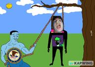 2soyjaks arm bloodshot_eyes buff closed_mouth crying drawn_background federal_bureau_of_investigation full_body grass hand hanging holding_rope irl kapwing leg logan_wynn lynching noose open_mouth rope smile soyjak subvariant:wholesome_soyjak sun tree variant:chudjak variant:gapejak yolocojo // 1280x914 // 179.6KB