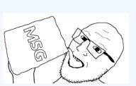 arm bag drinking glasses holding_object msg open_mouth soyjak stubble text variant:msgjak // 2215x1411 // 115.0KB