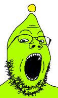 alien blue_eyes chao_(sonic) glasses green_skin open_mouth sega sonic sonic_adventure_2 sonic_the_hedgehog soyjak stubble variant:gapejak video_game // 600x1000 // 20.5KB