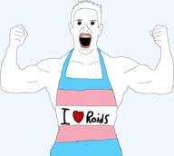 apron buff ear ftm hair heart i_love oh_my_god_she_is_so_attractive open_mouth soyjak steroids tranny tren variant:trenroidjak // 929x833 // 27.7KB