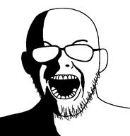 ear glasses harvester ominous open_mouth shadow soyjak stubble variant:unknown video_game // 547x571 // 9.9KB