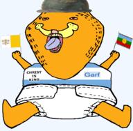 GARF_THE_SHITSKIN_HYBRID_CAT ack animal argentina bloodshot_eyes cat catholic christianity diaper flag:argentina flag:mapuche flag:vatican_city garf_(user) garfield orange_skin subvariant:impish_meowjak subvariant:pissbaby variant:impish_soyak_ears // 1480x1452 // 286.7KB