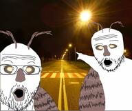 arm glasses irl_background moth night open_mouth pointing soyjak stubble variant:two_pointing_soyjaks // 959x803 // 101.4KB