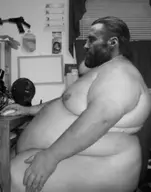 computer fat meta:low_resolution monochrome mouse_(computer) naked nas:gigachad obese side_profile
