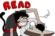 alunya angry billions_must book catgirl chud clenched_teeth fangs female glasses hair hand_on_head leftypol millions_must_die tail text variant:chudjak white_skin // 695x456 // 32.2KB