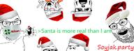 4chan blush bug christmas clothes glasses hat mask meta:banner mustache open_mouth santa santa_hat skeleton skull soyjak soyjak_party spider stubble subvariant:wewjak text variant:feraljak variant:gapejak variant:its_out_get_in_here variant:markiplier_soyjak variant:soyak // 703x267 // 134.5KB