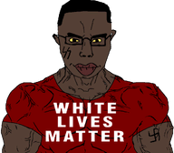 big_lips black_skin hitlerism nazism neo_nazism nigger ss_runes subvariant:muscular_chud swastika transparent_background variant:chudjak white_lives_matter yellow_eyes // 1059x929 // 78.5KB